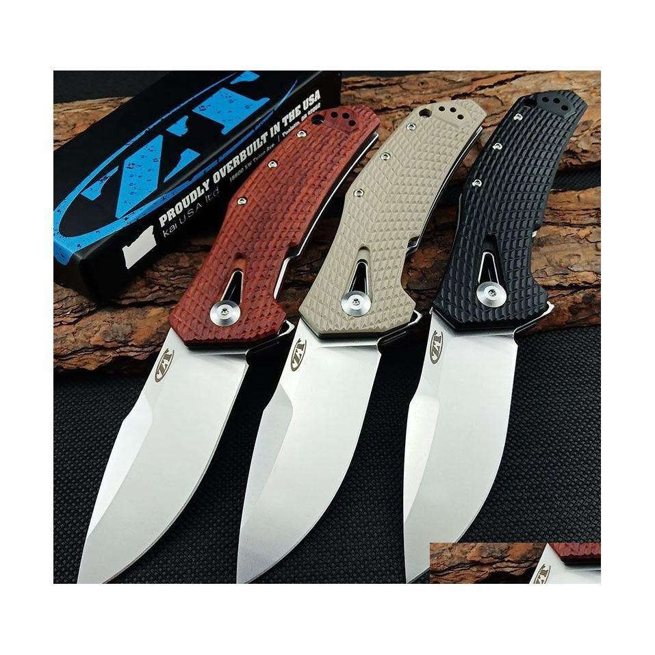 

Camping Hunting Knives Cam Quality Zero Tolerance Zt 0308 Tactical Folding Knife Cpm 20Cv Blade Stainless Steel G10/Rosewood Handles Dhvgr
