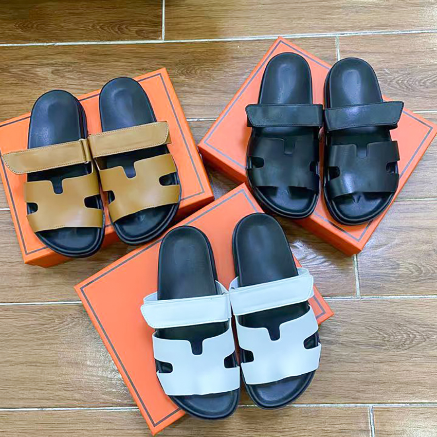 

Designer Chypre Sandal for Women Calfskin Leather Black White Beach Flat Sandals Lady Flip Flops Famous Womens Slides Summer Slippers hermese luxury sandale, #2
