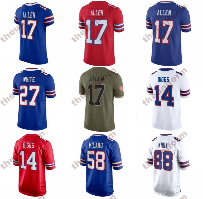 

Custom Mens 17 Allen 40 Miller 88 Knox 13 Davis American Football Jerseys 14 Diggs 27 White 12 Kelly Womens Youth Football Jersey Size -5XL, Men 4