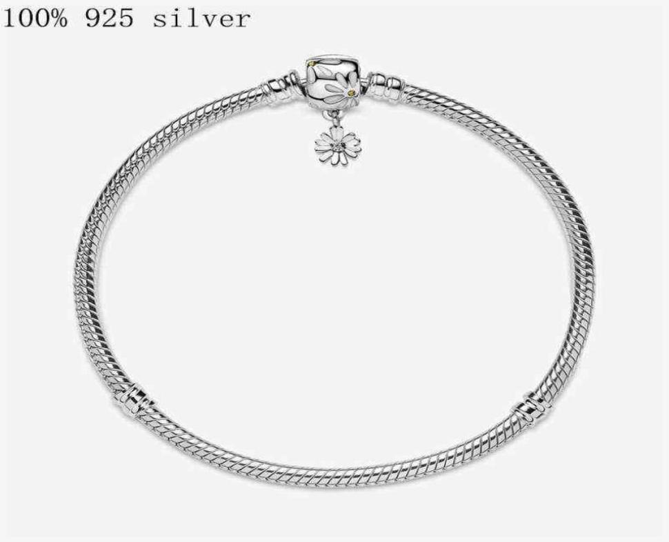 

Hot 925 Sterling High Quality Silver Charm Shell Bracelet Daisy Chain Clasp Bone Bracelet Bangle Women Jewelry6727270