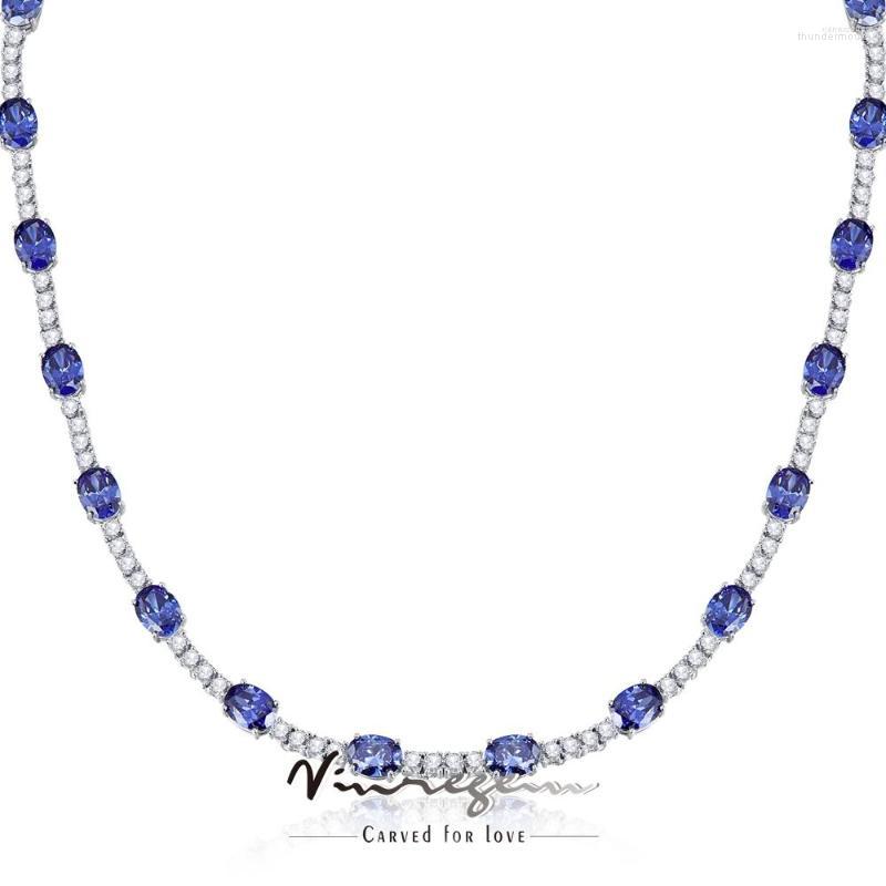

Chains Vinregem 18K White Gold 6 8MM 2CT Oval Sapphire Ruby Gemstones Vintage Necklaces For Women 925 Sterling Silver Fine Jewelry Gift