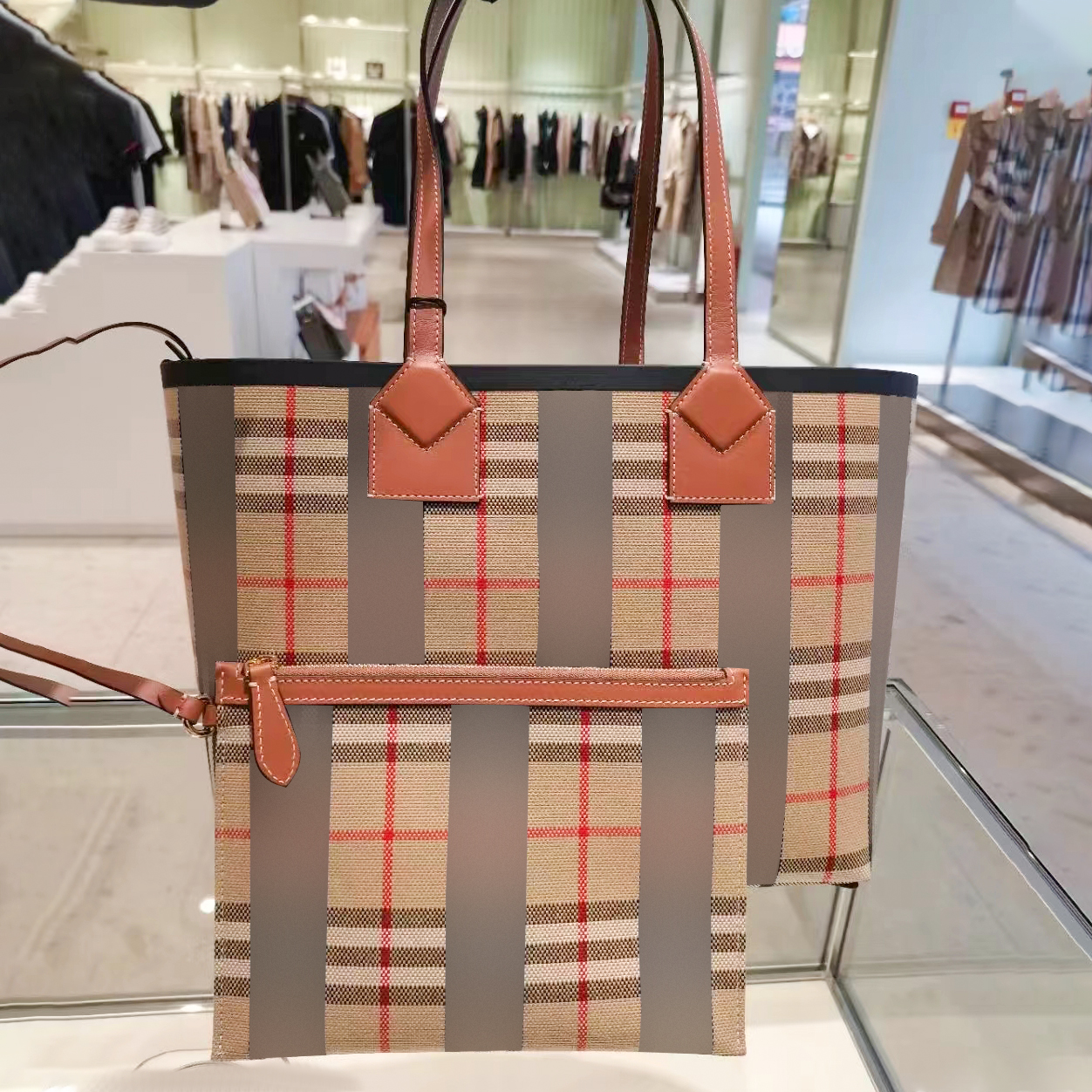 

Womens London tote cosmetic Bag mens high quality double handbag shop bags Designer TB stripe plaid sided crossbody bag fashion mother Canvas shoulder clutch bags