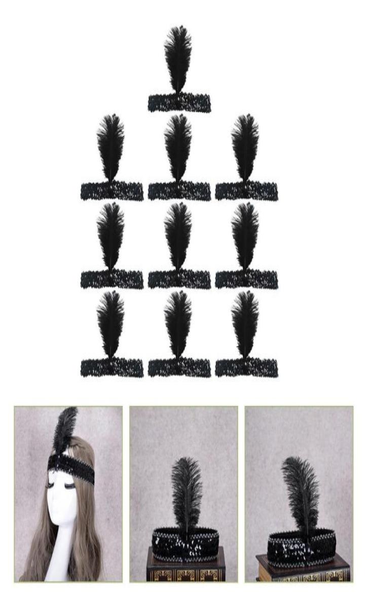 

Bandanas 10pcs Flapper Headband Sequin Plumage For Party Prom Performances FestivalBandanas4498599