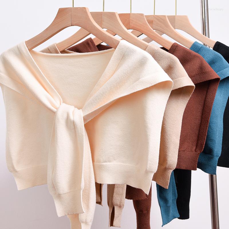 

Scarves Spring Women Poncho 2023 Faux Cashmere Shawl And Wrap Solid Color Small Cape Shoulder Knitted Neck Guard Scarf Femme