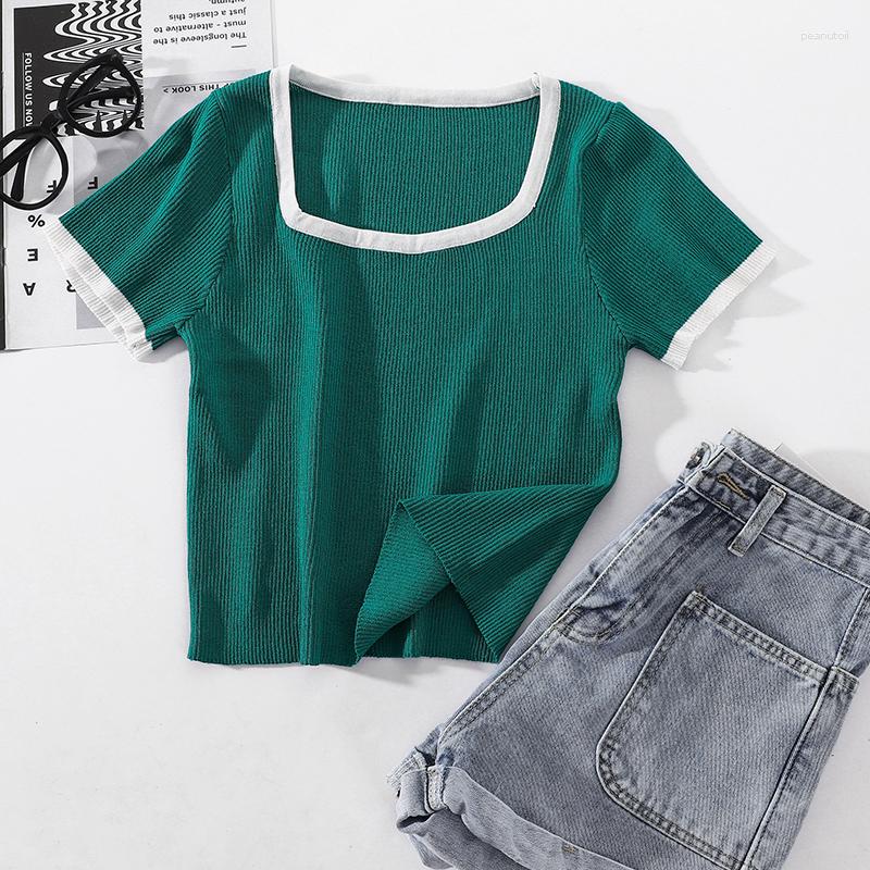 

Women's Sweaters Super Fire Hit Color Ice Silk Sweater Women Ins2023 Slim Short-Sleeved T-Shirt Was Thin And High-Waisted Short Tops, White