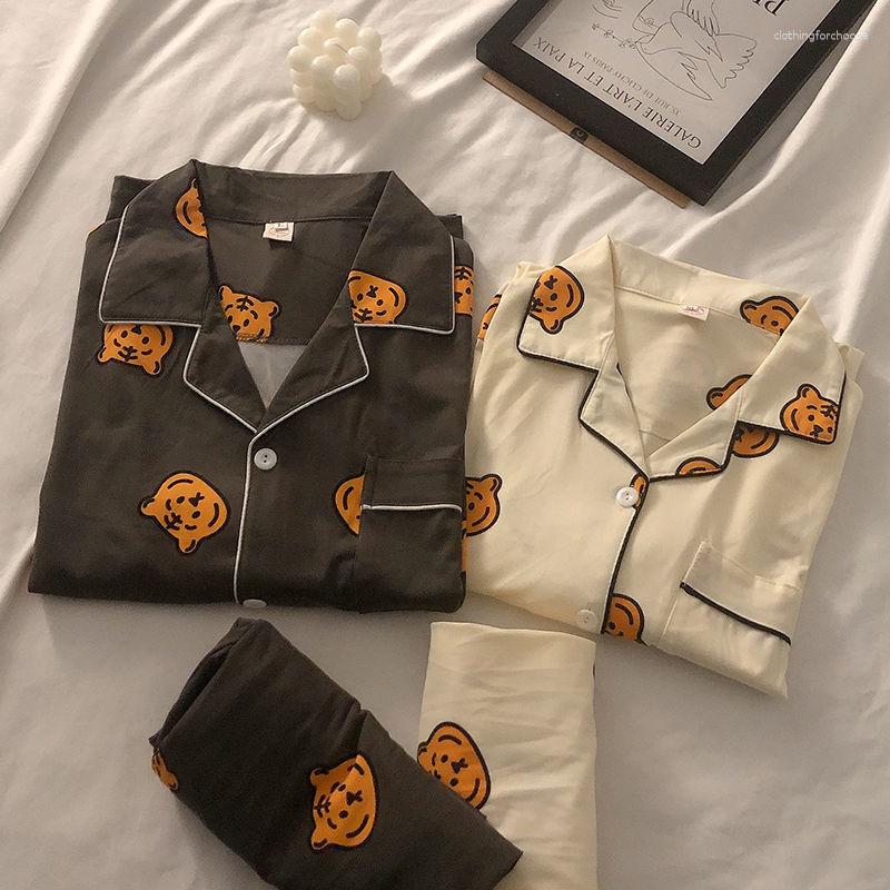 

Women's Sleepwear Couples' Pajamas Women's Spring Long-sleeved Housewear 2023 And Autumn Two-piece Suit, Female rice white