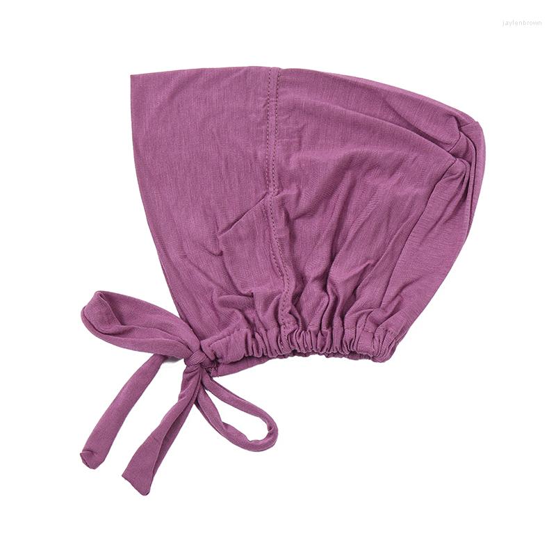 

Scarves Fashion Premium Jersey Muslim Inner Cap Stretch Hijab With Rope Adjustable Women Underscarf Solid Color Islamic Turban Headwear