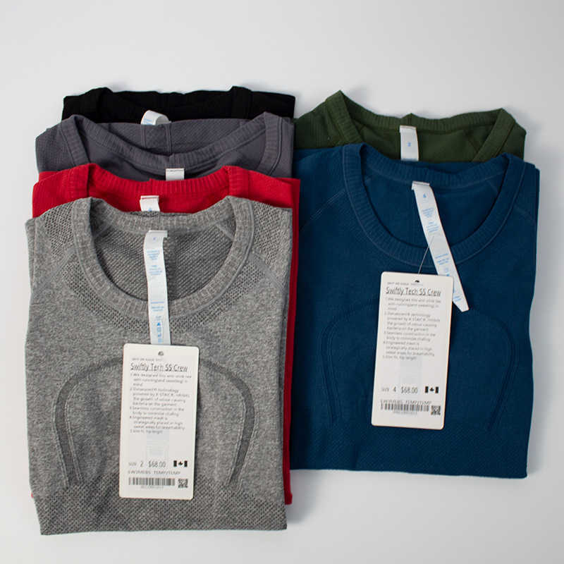 

Lulu T Shirt Summer Tee Women's Yoga Short Sleeve Solid Color Nude Sports Shaping Waist Tight Fitness T-Shirt Woman Jogging Sportswear Lady, #3