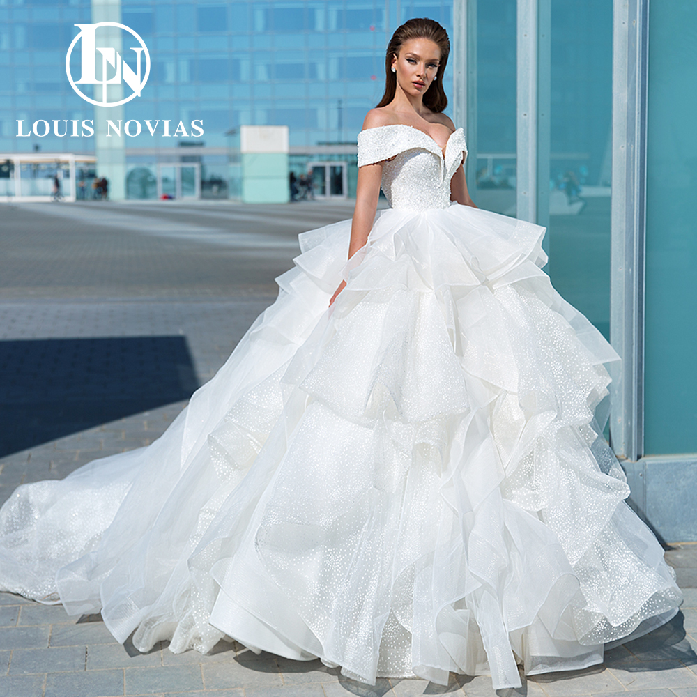 

Ball Gown Wedding Dress for Bride 2023 Off the Shoulder Beads Tiers Vintage Wedding Gown for Special Occasions Vestidos De Novia, White