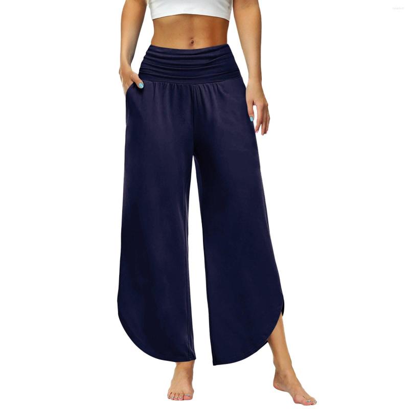 

Women' Pants Wide Leg For Women Trousers Yoga With Pockets Irregular Sport Casual Long Women, Black