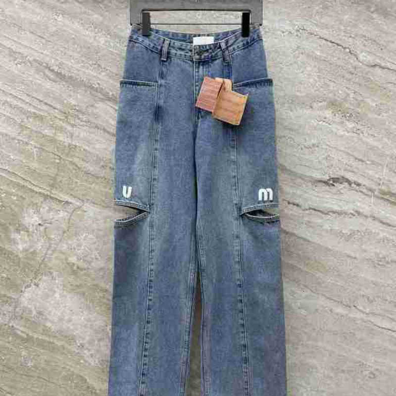 

Women' Jeans Designer 2023 Spring/Summer New Stereo Letter Double Side Perforated Denim Pants CG9D, Blue4