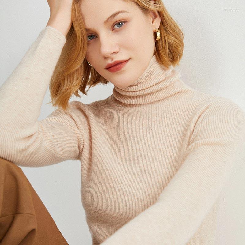 

Women's Sweaters Winter Warm Sweater Tight Fitting Women Pullover Turtleneck Pure Color Cashmere Elegant Fashion Knit, Golden camel
