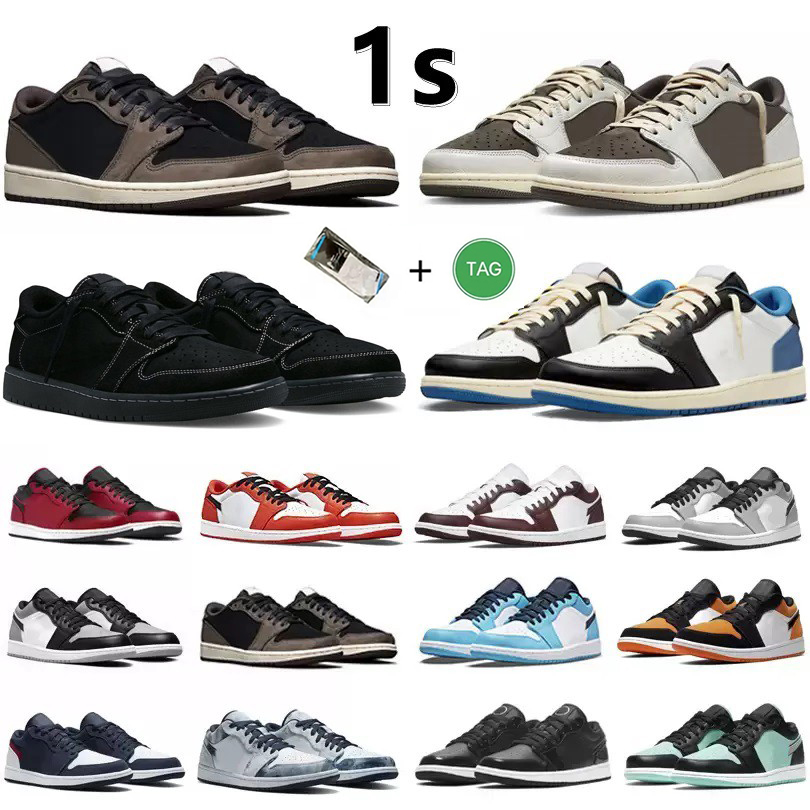 

Jumpman 1 1s Low Basketball Shoes Sneaker Reverse Mocha Fragment Dark Mocha White Camo Wolf Grey Paint Drip Bred Panda Diamond Trainers Sports Sneakers, Color#24