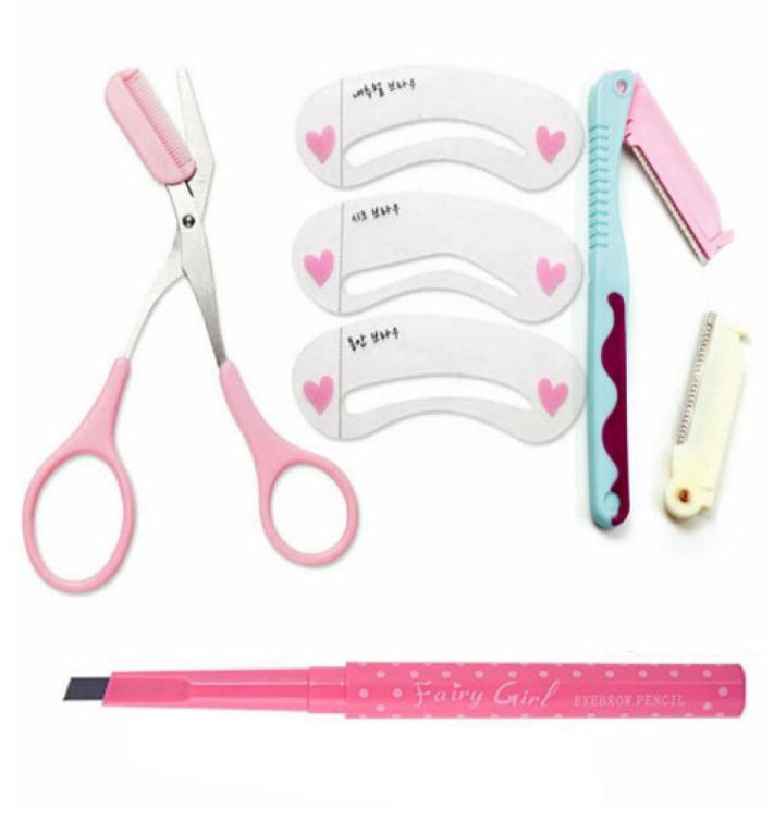 

Eyebrow 4 in 1 Cosmetic Tool Set Eyebrow Shaving Trimmer Eyebrow Drawing Stencils Eye Make Up Tool Kit for Women 5441756