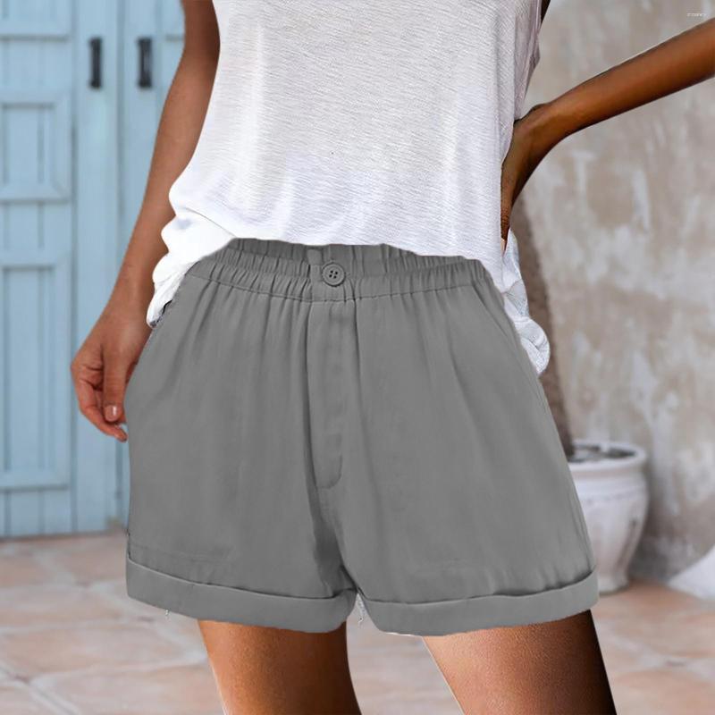 

Women' Shorts Womens Summer Casual High Waist Solid Color Elastic Buckle Zipper, Light blue