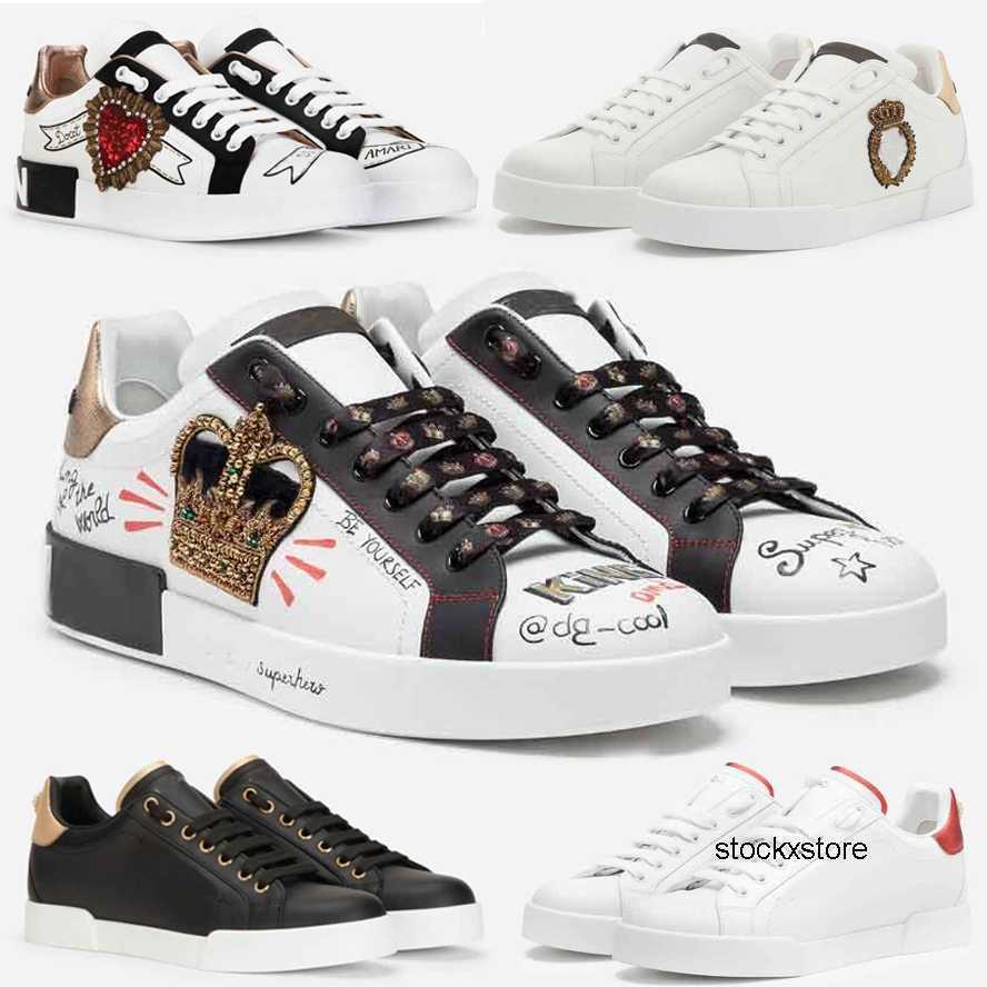 

White Black gabbanaly Leather 23S/S Sports Elegant Walking Sneakers Trainers Shoes dg Perfect Casual Calfskin dolcly Famous Nappa EU Portofino 35-46 With Box