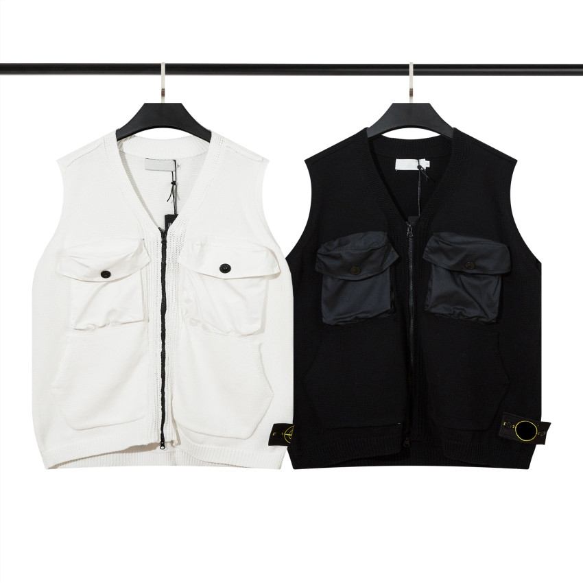 

Luxury Men's Sweater Vest Designer Badge Button Outerwear Warm Sleeveless Outdoor Jacket for Unisex Cardigan -XXL, White