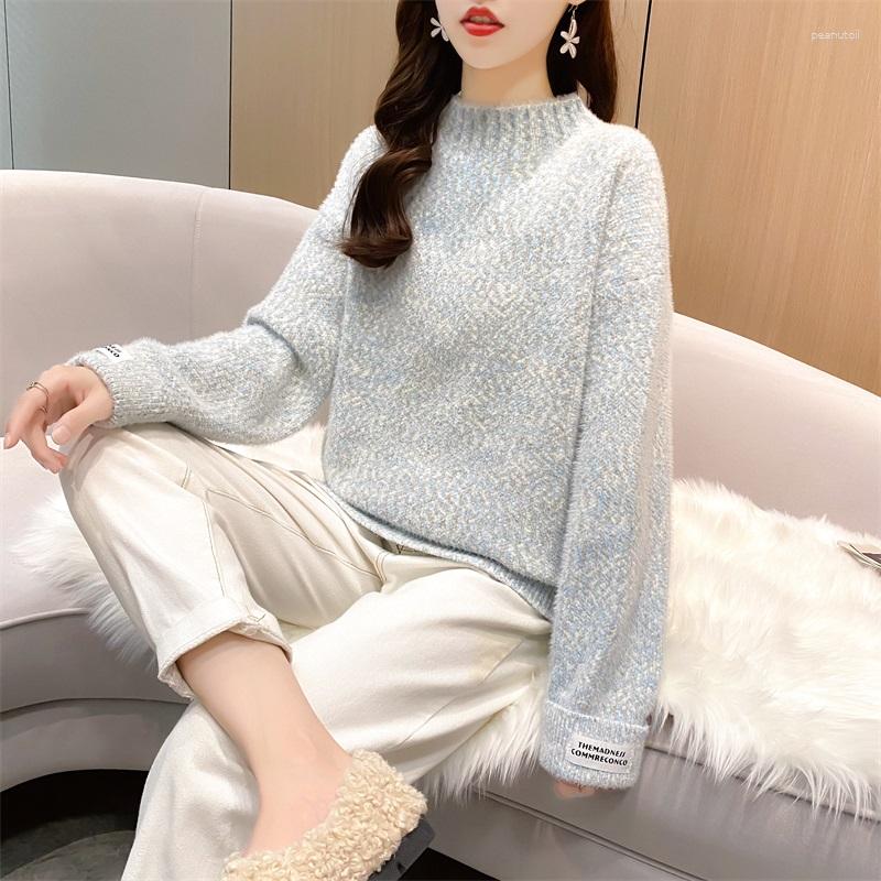 

Women's Sweaters 94434 Real S Crystal Mink Chenille Half High Collar Label Knitted Sleeve 35, See chart