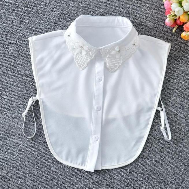 

Bow Ties Women Floral Embroidery Fake Collar Casual Shirt Blouse Detachable Collars For Sweater Autumn False Clothing Accessories1358316