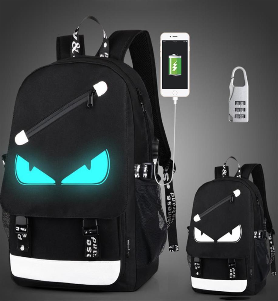 

children school bags boy girls Anime Luminous school backpack waterproof kids book bag USB Charging Port and Lock School Bag Y19065658437, Yellow