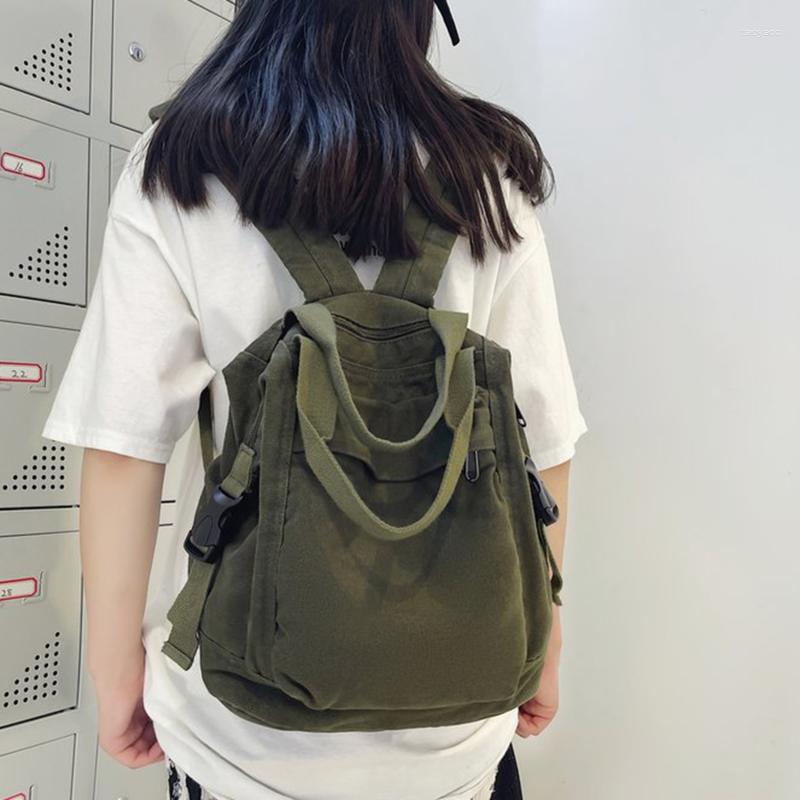 

School Bags College Backpack Ladies Harajuku Cute Retro Canvas Bag Female Laptop Fashion Girl Fabric Student Women Travel Teen, Red