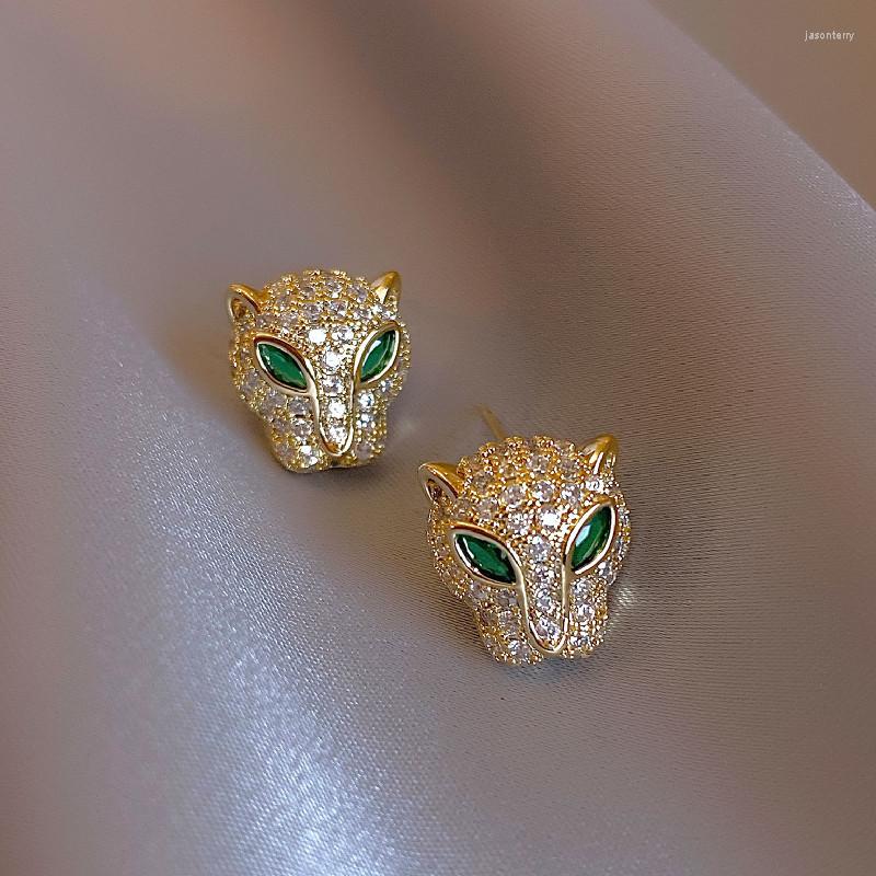 

Stud Earrings Korean Design Fashion Jewelry Exquisite Copper Inlaid Zircon Animal Leopard Luxury Women's Prom Party