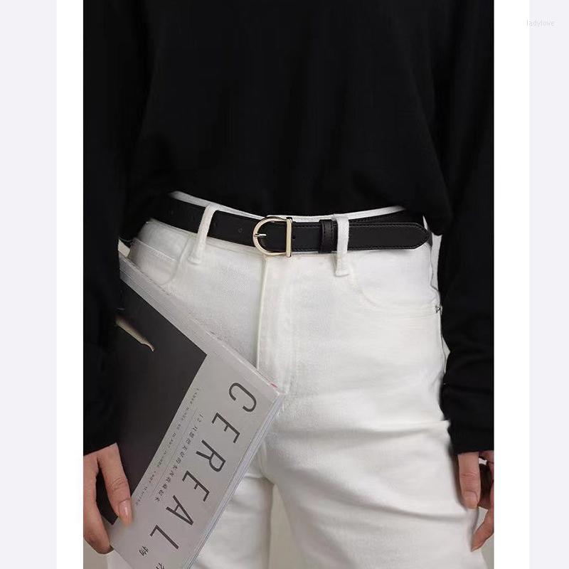 

Belts Women Faux Leather Belt Jeans For Dresses With Classic Round Buckle Classical, White