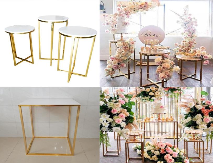 

Luxury Fashion Wedding Reception Flower Garland Plinth Table Decoration Birthday Party Cake Food Stand Dessert Rack Holder Column 3742466, Gold