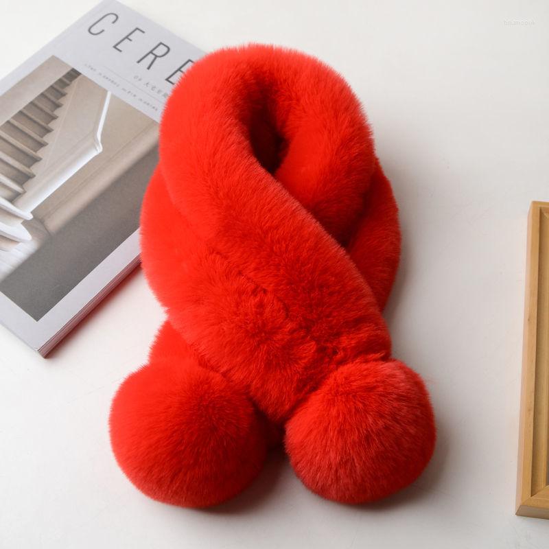 

Scarves Winter Fake Fur Collar Scarf Women Kids Girls Warm Thickening Cross Shawl Neck Warmer Neckerchief Christmas Gift