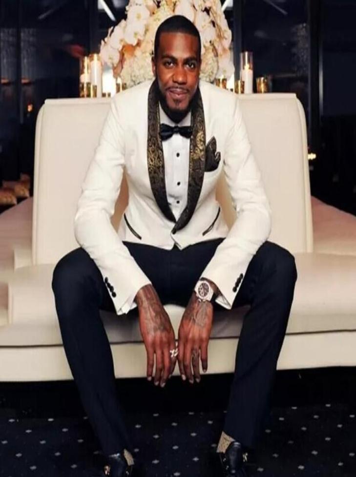 

Gold Pattern Shawl Lapel Men Suits for Wedding 2 Pieces Slim Fit Groom Tuxedos Handsome Men Blazers White Jacket Black Pants1981234, Navy