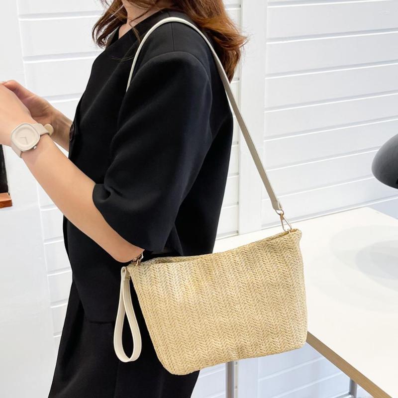 

Evening Bags Women Female Clutch Lightweight Breathable Straw Messenger Bag Fashion Girl High-quality Large For Summer Travel Vacation, Khaki