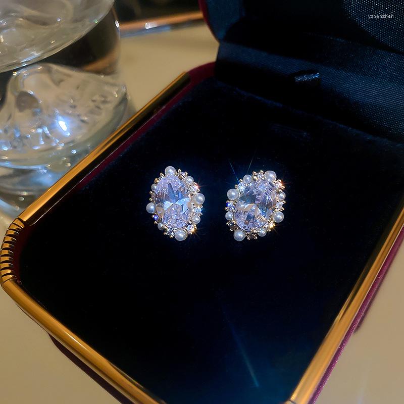 

Stud Earrings 2023 Fashion Senior Sweet Lovely Elegant Geometric Temperament Fine Crystal Women Jewelry