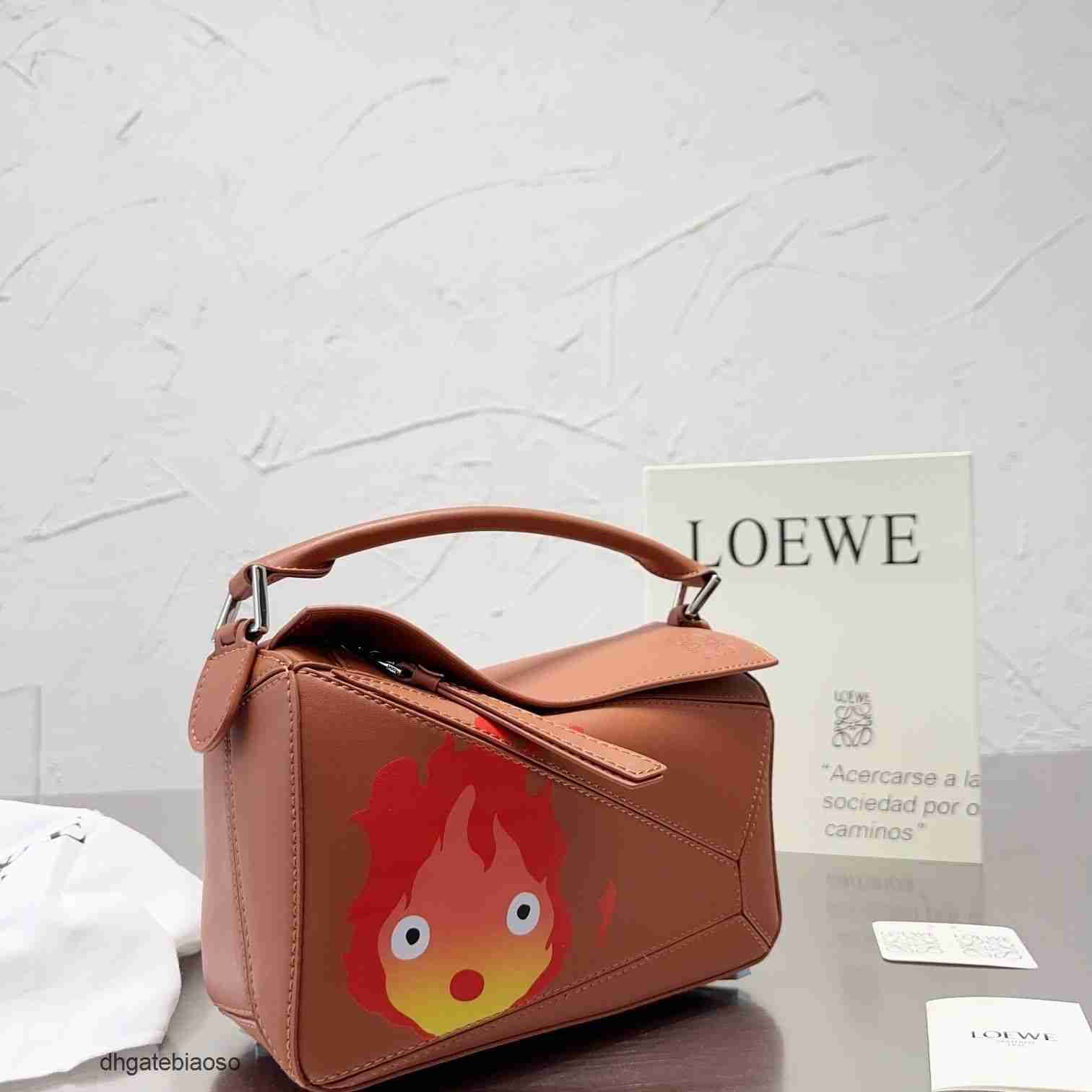 

Cowhide Outdoor Bag Girl Designer Loews Geometric Handbag Bags Spliced Large Capacity Unisex One Puzzle Shoulder Crossbody 5kha, Black
