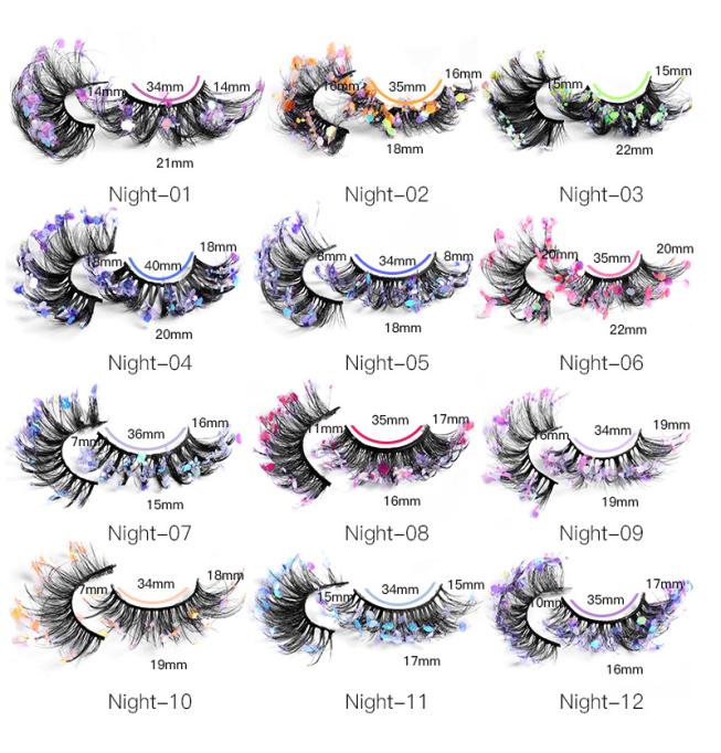 

Colored Shining Gold Glitter Eyelashes 8D FLUFFY Handmade Dramatic Purple Colorful Rainbow Lashes For Party Show Halloween Cosplay5482657