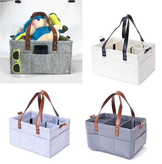 

High capacity Layered Storage Nappy Caddy Organiser Baby Box Storage Portable Car Organizer Newborn Essentials Baby Mummy bag 20111396311, Gray