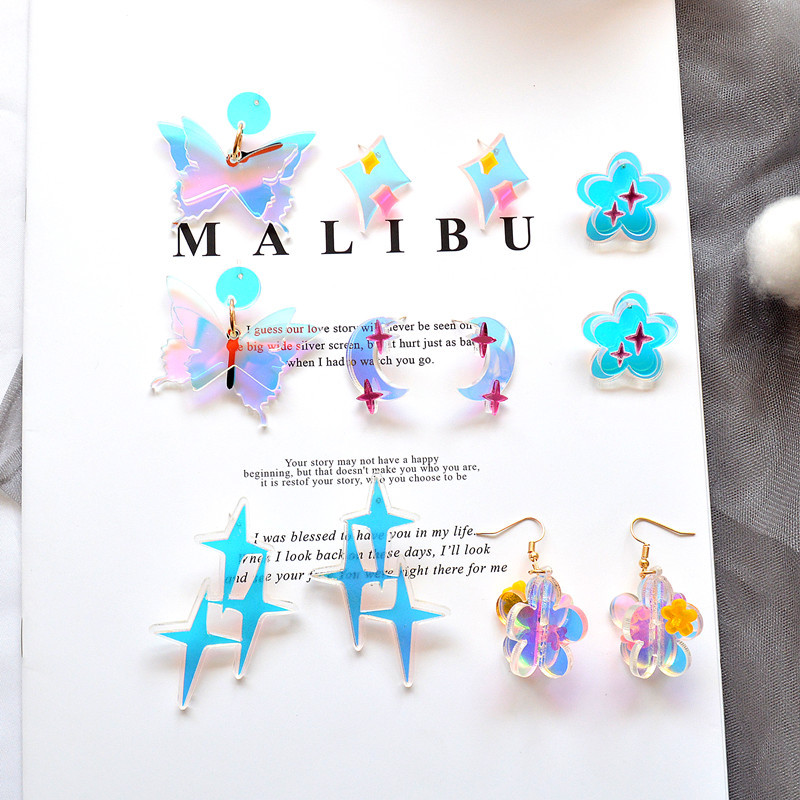 

Colorful Star Earrings Creative New Style Small Fresh Personalized Acrylic Earrings Girl Laser Earrings