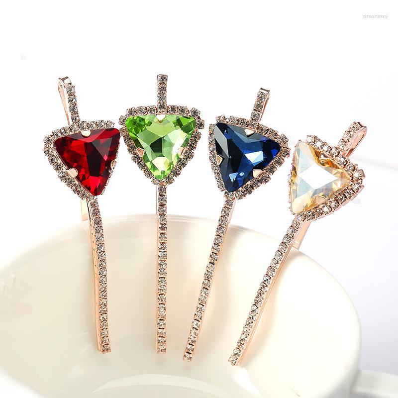

Hair Clips Korean Fashion Luxury Crystal Stone Clip Slide Triangle Rhinestone Barrette For Women Girls Party Jewelry