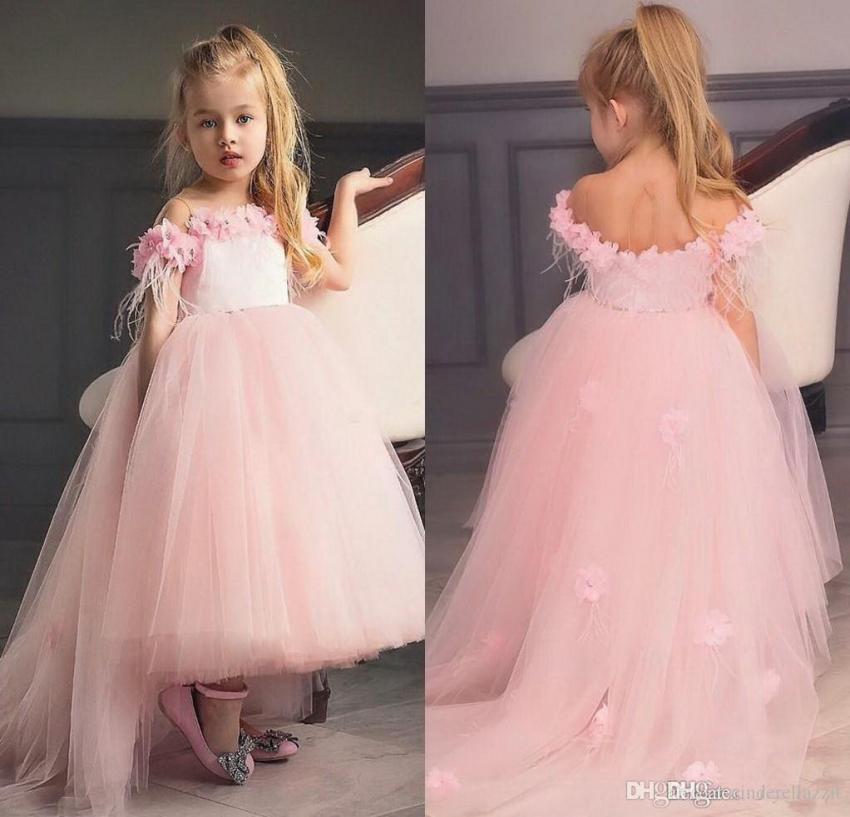 

Blush Pink Princess Flower Girls Dresses Beaded Appliques Girl Dress For Wedding Party Birthday Party Dresses Baby Pageant Gowns C1630467, Fuchsia