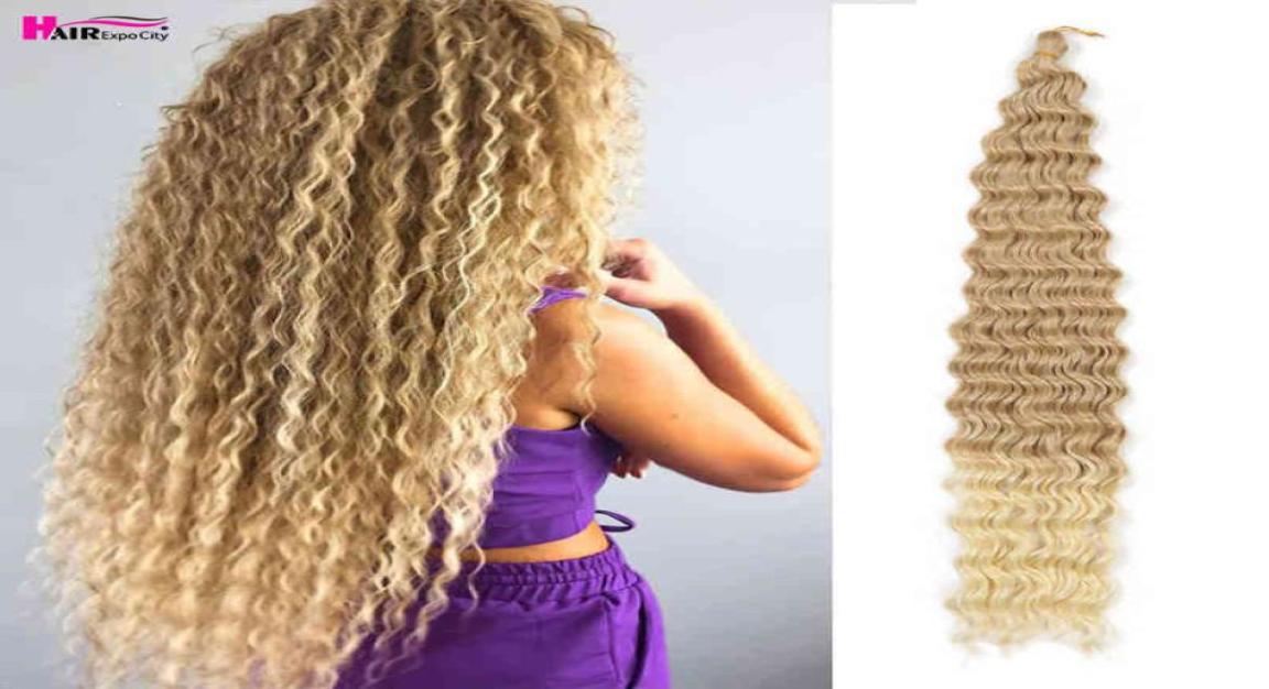 

Long Afro Curls Synthetic Deep Wave Crochet Braids Hair 28quot Ombre Braiding Extensions High Tempreture Expo City 2206101644110
