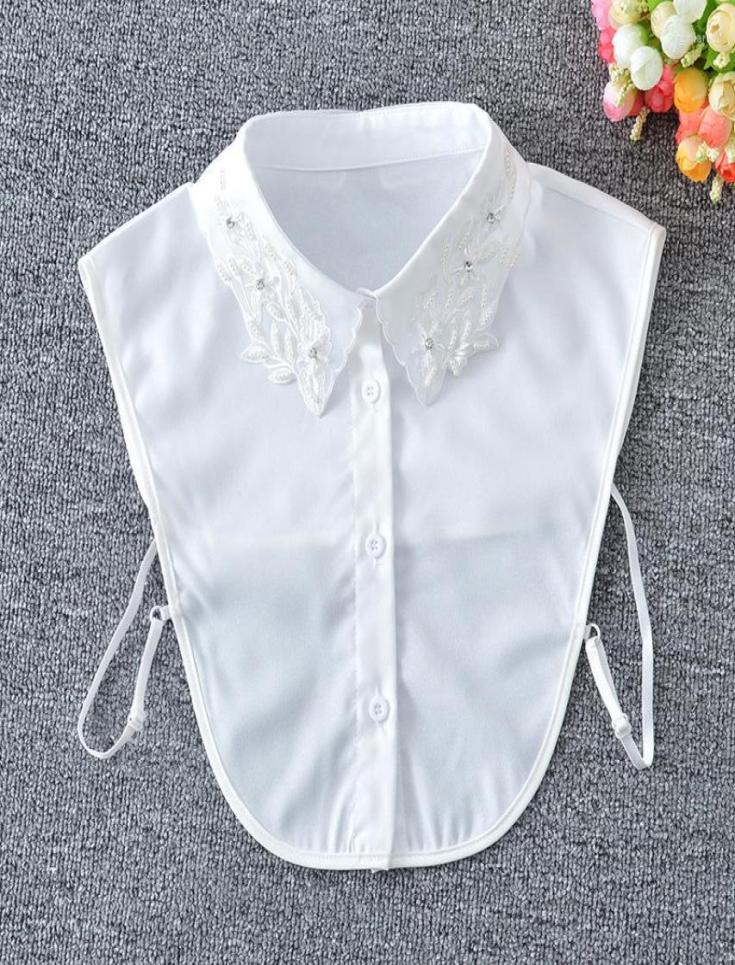 

Bow Ties Women Solid Color Fake Collars White Floral Lapel Shirt Blouse Detachable For Sweater Autumn False Collar Clothing Decor6754261