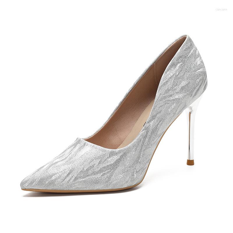

Dress Shoes Woman Pumps 2023 Hollow Pointed Toe Sequined Cloth 9CM Thin Heels ELEGANT Girls Fashion Office Stiletto Party, Champagne (7cm)