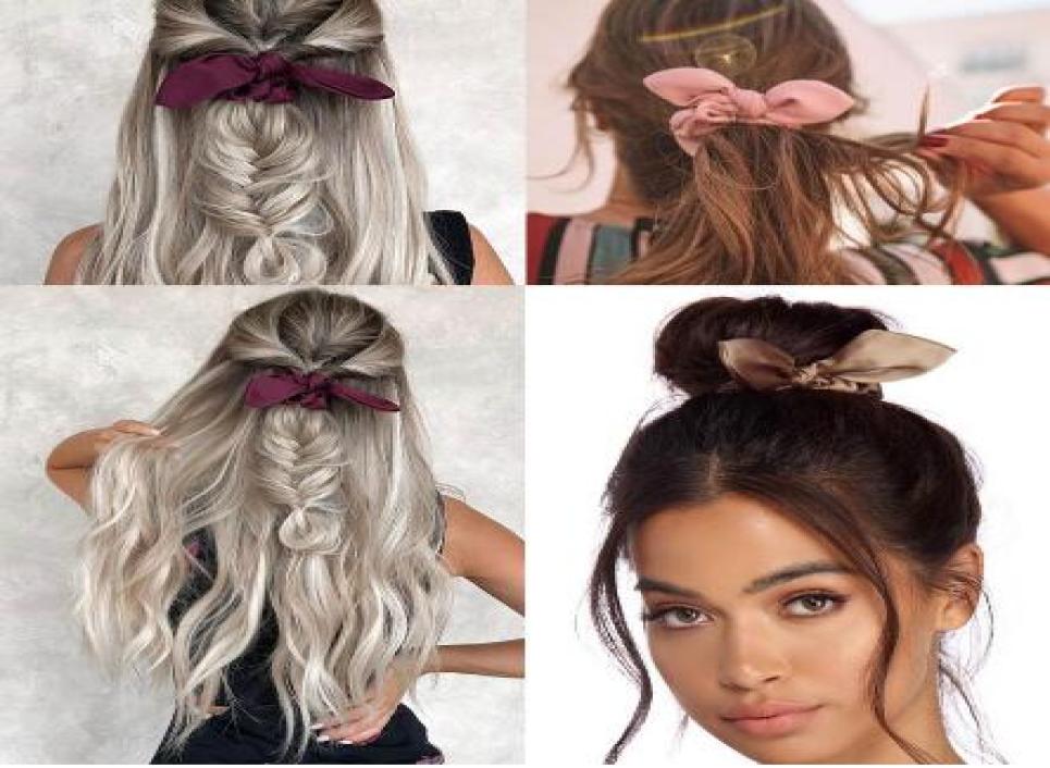

16pcslot Cute Bunny Ear Girl Hair Rope Scrunchie Bowknot Elastic Hair Band for Women Bow Ties Ponytail Holder Accessories9862462, Blue