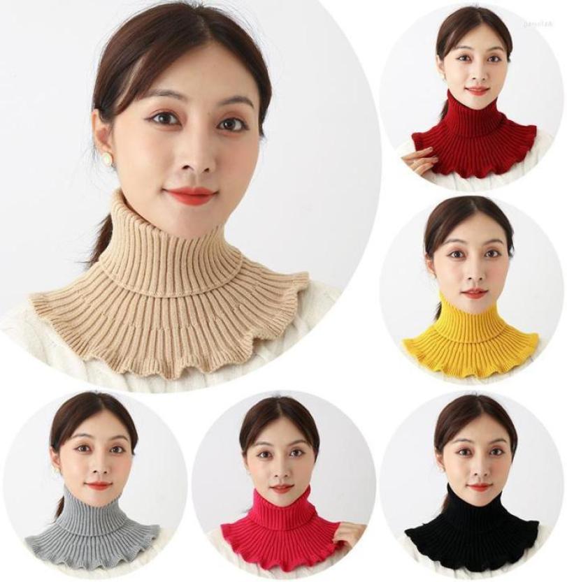 

Winter Bib Pullover Women Turtleneck Ribbed Knit Fake Collar Neck Scarves Chest Back Cover Elastic Windproof False Scarf Ties3753142