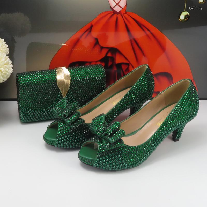 

Dress Shoes BaoYaFang Green Pearl Bridal Wedding And Purse For Women Fashion Peep Toe High Pumps Evening Party Shoe Bag Open, 10cm shoe only