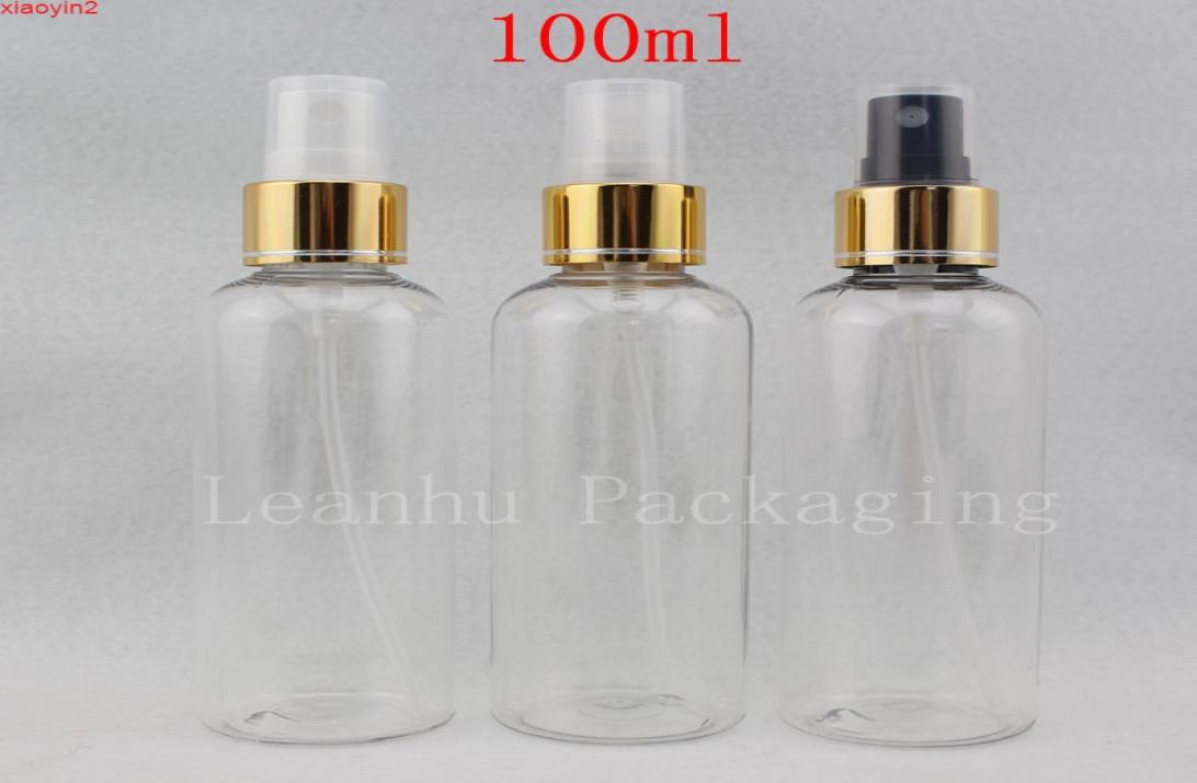 

100ml X 50 round empty clear cosmetic spray bottle with gold collar 100g perfumes sprayer pump container for toilet waterhigh qual4011745