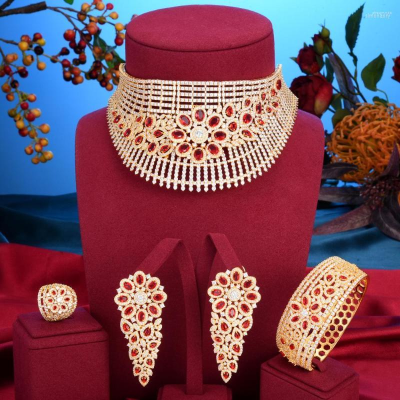 

Necklace Earrings Set Trendy Exclusive Princess Emeralds Luxury Big Green Drop Earring Bracelet Ring Party Jewelry For Women Lady, Picture shown