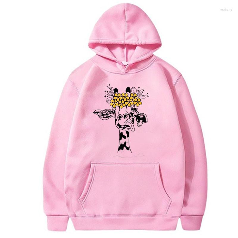 

Women's Hoodies Giraffe Flower Long-Sleeved Hooded Men And Women Fleece Oversized Crewneck Sweatshirt Fall 2023, Gray