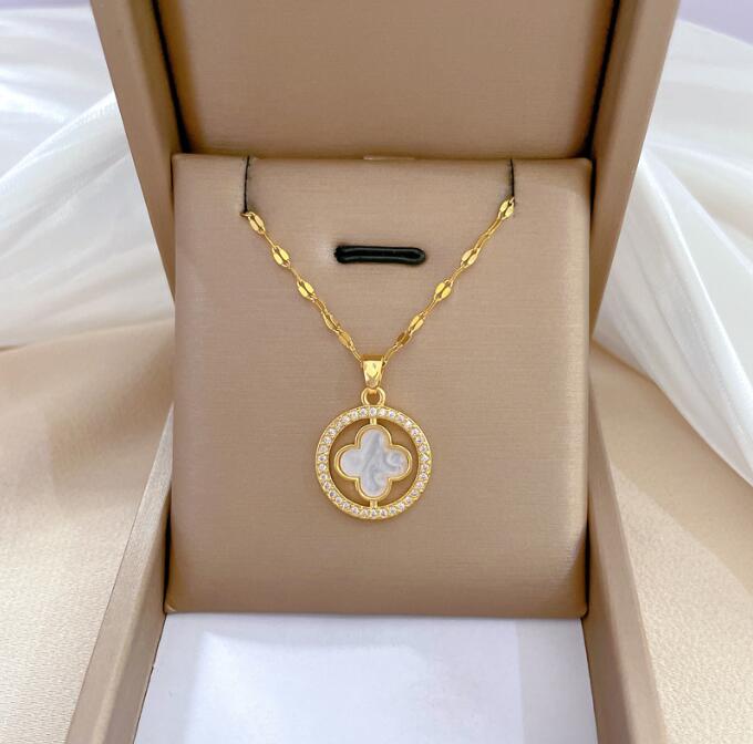 

Fashion Designer Jewelry Classic 4/Four Leaf Clover Locket Necklace Highly Quality Choker Chains 18K Plated Gold Girls Gift