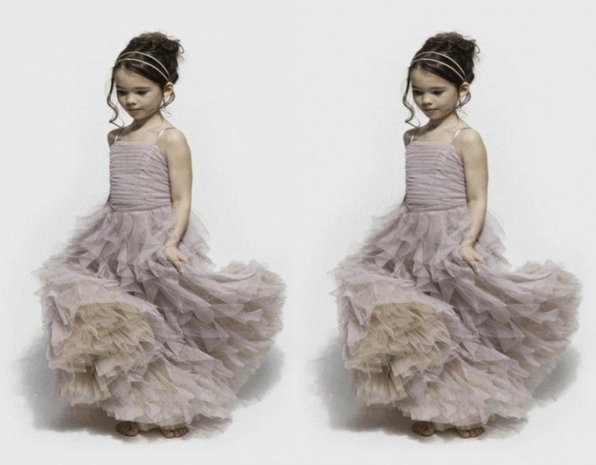 

Dusty Purple Tulle Flower Girl039s Dresses Spaghetti Straps Pleats Ruffles Skirt Ruched Bodice Clothes Stack Up A line Pageant 8380590, Grape
