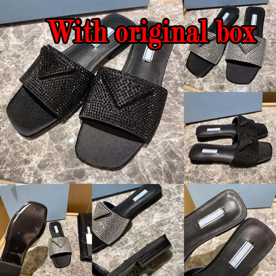 

Designer slippers sandals fashion summer luxury brand women's slippers with diamond face genuine triangle outdoor slippers sliding ladies beach sandals size 35-41, #6